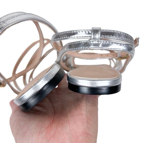 J. Crew Capri Strappy Sandals Metallic Silver Leather Size 9 - Picture 15 of 15